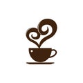 Simple Love Heart Coffee Chocolate Cafe Logo Template Royalty Free Stock Photo