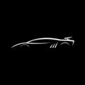 simple luxury silver sport car logo design vector in the black background Royalty Free Stock Photo