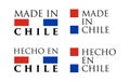 Simple Made in Chile / Hecho en Chile (spanish) label. Text with national colors arranged horizontal and vertical.
