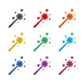 Simple magic wand icon sign, color set Royalty Free Stock Photo