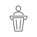 Simple man in pulpit line icon. Public speaking symbol and sign