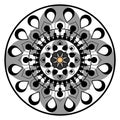 Simple mandala art with circle, dots, flower and leaf