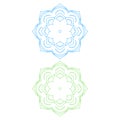 Simple Mandala Set Blue Green isolated on White
