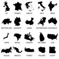 Simple maps of different country collection