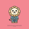 simple mascot lion japanese logo illustration
