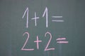 Simple maths addition sum. Royalty Free Stock Photo