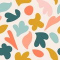 Simple Matisse abstract blobs seamless vector pattern.