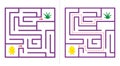 Simple maze abstract game with answer. Help chicken find grass