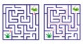 Simple maze abstract game with answer. Help grasshopper find grass Royalty Free Stock Photo