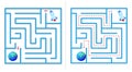 Simple maze abstract game with answer. Help rocket fly to earth. Easy labyrinth for kids. Vector