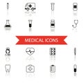 Simple Medical Icons and Symbols Set Isolated with