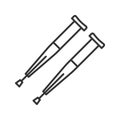 Simple medical linear icon on a white background. Crutches for the disabled.