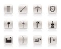 Simple medieval arms and objects icons Royalty Free Stock Photo