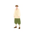 Simple medieval fairy tale plowman in green pants Royalty Free Stock Photo