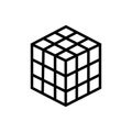 Simple mind challanging puzzle, rubik kind of cube hovering over white background, simplicity, ease Royalty Free Stock Photo