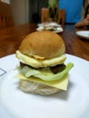 simple mini cheesy and beefy burger