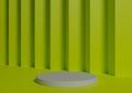 Simple, Minimal 3D Render Composition with One White Cylinder Podium or Stand on Abstract Bright Lime Green Background for Product Royalty Free Stock Photo