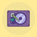 Simple and minimal design of hard disk isolated on yellow background vector design Royalty Free Stock Photo