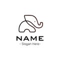 Simple and minimal elephant logo illustration. Modern vector line icon