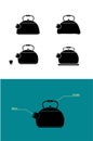 Simple minimal teapot set silhouette vector