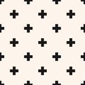 Simple minimal vector geometric seamless pattern with crosses. Black and white Royalty Free Stock Photo