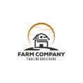 Simple barn logo designs with sun background