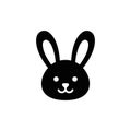 Simple Minimalist Black and White Rabbit Head Graphic Icon Element Royalty Free Stock Photo