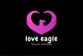 Simple Minimalist Eagle Hawk Falcon Phoenix Bird Wings Love Heart Logo