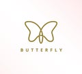 simple minimalist elegant continuous line butterfly icon vector logo design