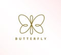 simple minimalist elegant continuous line butterfly icon vector logo design