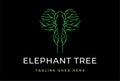 Simple Minimalist Elephant Head Face Tree Forest Logo Design Vector