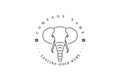Simple Minimalist Elephant Head Line Outline Logo Design Vector