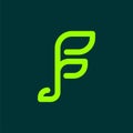 Simple minimalist f which form leaf sprout logo