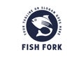 Simple Minimalist Fish with Spoon Fork for Seafood Restaurant or Product Label Logo
