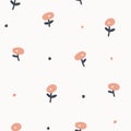 Simple minimalist floral seamless pattern in black and pastel pink