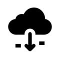 Sleek Black Cloud Download Icon Symbol on White Background for Web Design Royalty Free Stock Photo