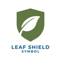 Simple Minimalist Leaf Shield Icon Symbol Illustration