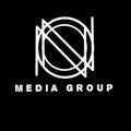 A simple minimalist logo white on black named for "ON Media Group" suitable for company