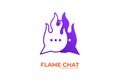 Simple Minimalist Modern Flame Fire Burn Chat Apps for Speech Communication Logo