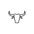 Simple minimalist monoline, outline, line art bull, cow, buffalo logo design vector template illustration. animal wildlife symbol Royalty Free Stock Photo