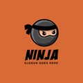 Simple minimalist ninja head mascot cartoon logo vector template