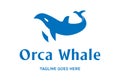 Simple Minimalist Ocean Blue Orca Whale Silhouette Logo Design Vector Royalty Free Stock Photo