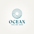 simple minimalist ocean line art icon logo template vector illustration design