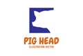 Simple Minimalist Pig Hog Head Silhouette Illustration Vector