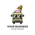 Ice cream food truck logo template Royalty Free Stock Photo