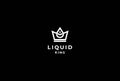 Simple Minimalist Royal King Crown with Water Liquid Aqua Oil Drop Logo Design Vector