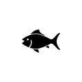 A simple, minimalist silhouette icon depicting the profile of a tuna fish, a popular and commercially significant ocean