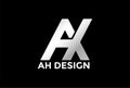 Simple Minimalist Silver Initial Letter AH HA AX XA Monogram Logo Design Vector