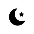 Minimalist Flat Design Crescent Moon and Star Symbol Icon Graphic Royalty Free Stock Photo