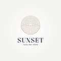 simple minimalist sunset sunrise line art icon logo template vector illustration design Royalty Free Stock Photo